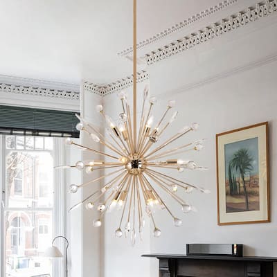 Modern Glam Crystal and Metal Sputnik Chandelier