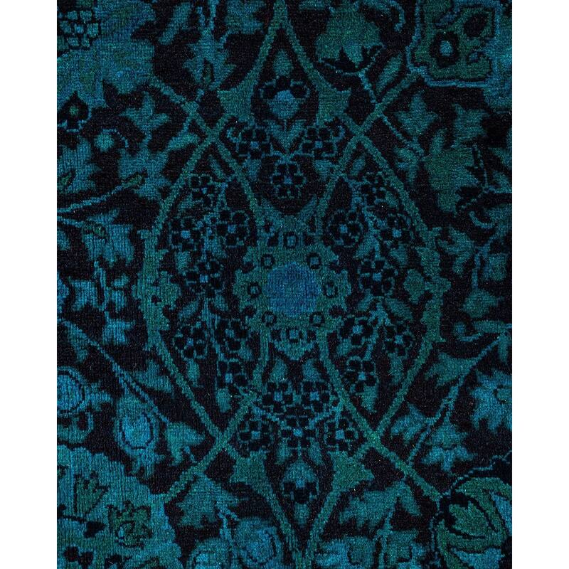 Overton Hand Knotted Wool Vintage Inspired Modern Contemporary Overdyed Blue Area Rug - 10' 1" x 13' 10"