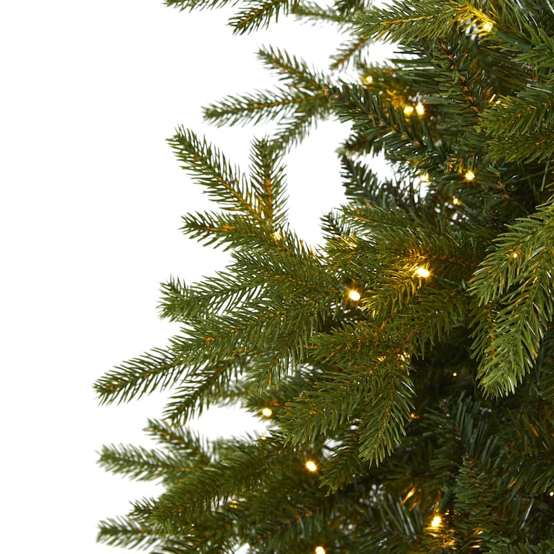 7Ft Christmas Tree Pre-Lit, 84" Tall Holiday Decor, Indoor Fir Tree with Lights - Green - 84