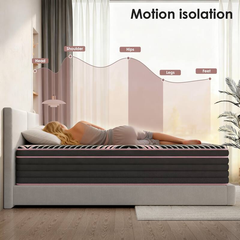 King Size Mattress,14 Inch Hybrid Mattress, Individually Pocketed Innerspring, Medium Firm