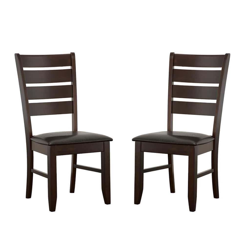 Set of 2 Slat Back Side Chairs in Cappuccino and Black