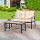 preview thumbnail 6 of 4, Y23 Patio Festival Outdoor Metal Seating Group with Cushions Loveseat + Coffee Table - Khaki