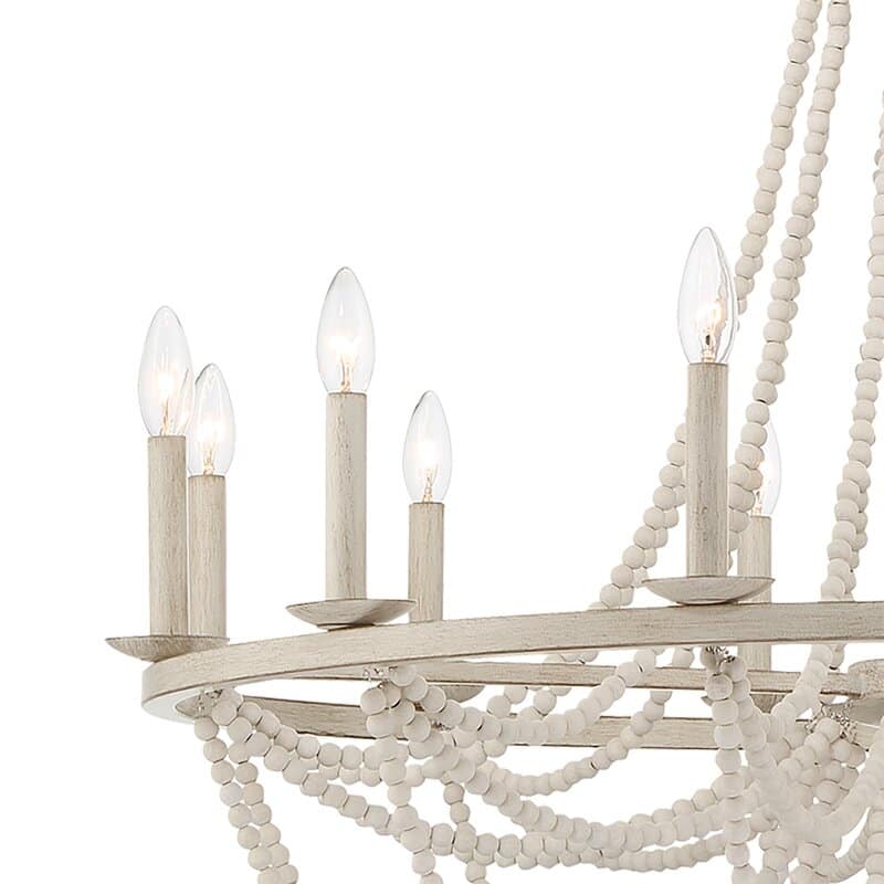 Fidenza 12-light Empire Farmhouse Solid Wood Beaded Chandelier with UL Certified - 37 inches