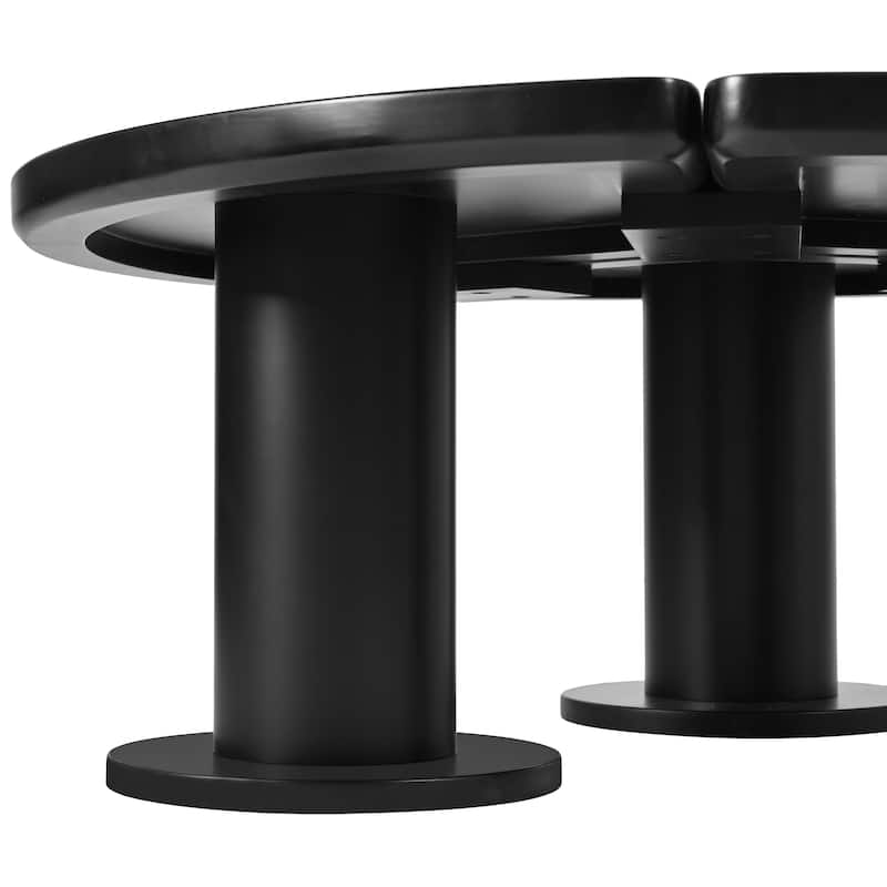 39.4" Round Petal-Shaped Coffee Table with 3 Thick Legs and Sleek Round Edges