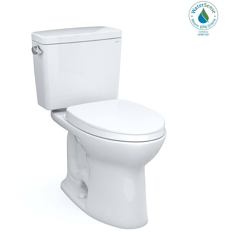 Toto MS776124CEFG.10#01 Drake 1.28 GPF Two Piece Elongated Chair Height Toilet with Left Hand Lever Seat Included