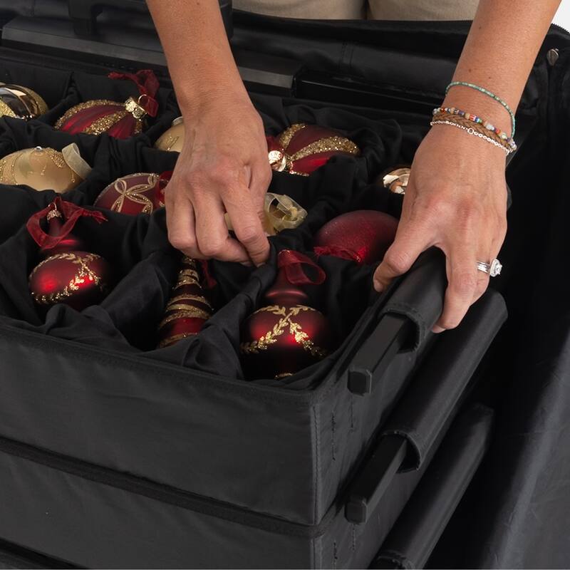 XL Telescoping Christmas Ornament Storage Box w/ Adjustable Dividers - Small Parcel
