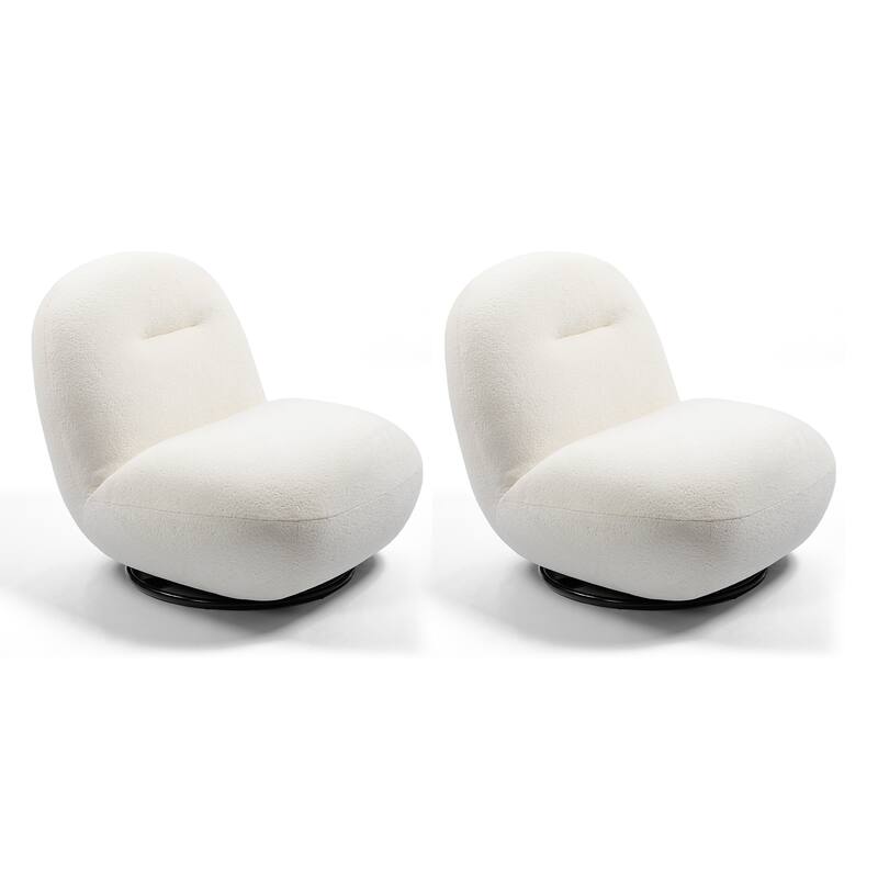 2-Piece Swivel Accent Chair Lounge Chair, Ice Flower Velvet Sofa Chair, Single Cloud Chair Armless Cozy Chair