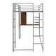 preview thumbnail 6 of 6, Twin Metal Loft Bed with 2 Shelves and one Desk,with Two build-in Ladders and 12 Sturdy Metal Bed Slats, Sliver