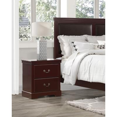 Classic Solid Wood Nightstand, Bedside Storage Cabinet with Nickel Handles Drawer, Entry Side Table with Wooden Countertops