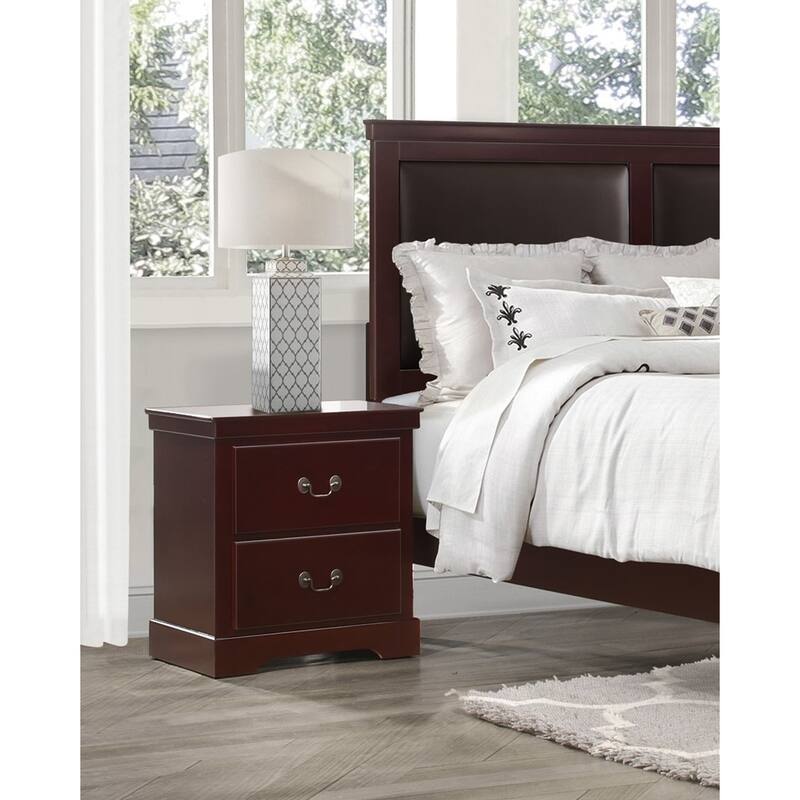 Classic Traditional 2 Drawers Nightstand - Cherry