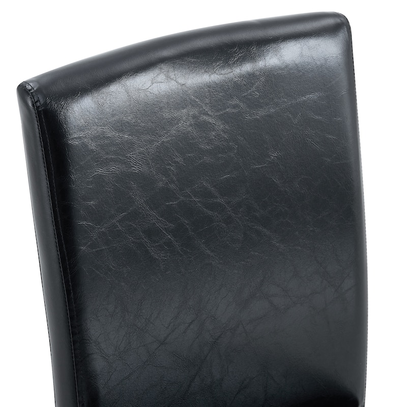 Leather Dining Chair Set of 2 High Back Armless Side Chair Soft Cushion Chair with Metal Legs for Living Room Kitchen