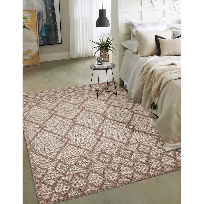 ECARPETGALLERY Braid weave Sienna Light Brown Wool Rug - 5'2 x 7'6