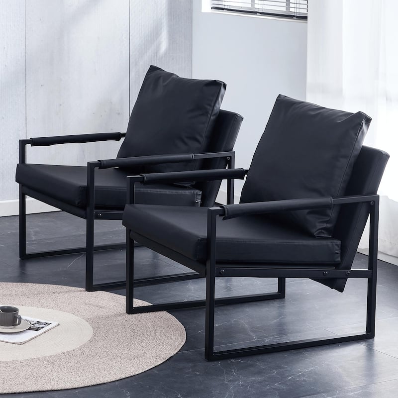 Ouyessir Set of 2 Modern Velvet Accent Chair Linen Sling ArmChair