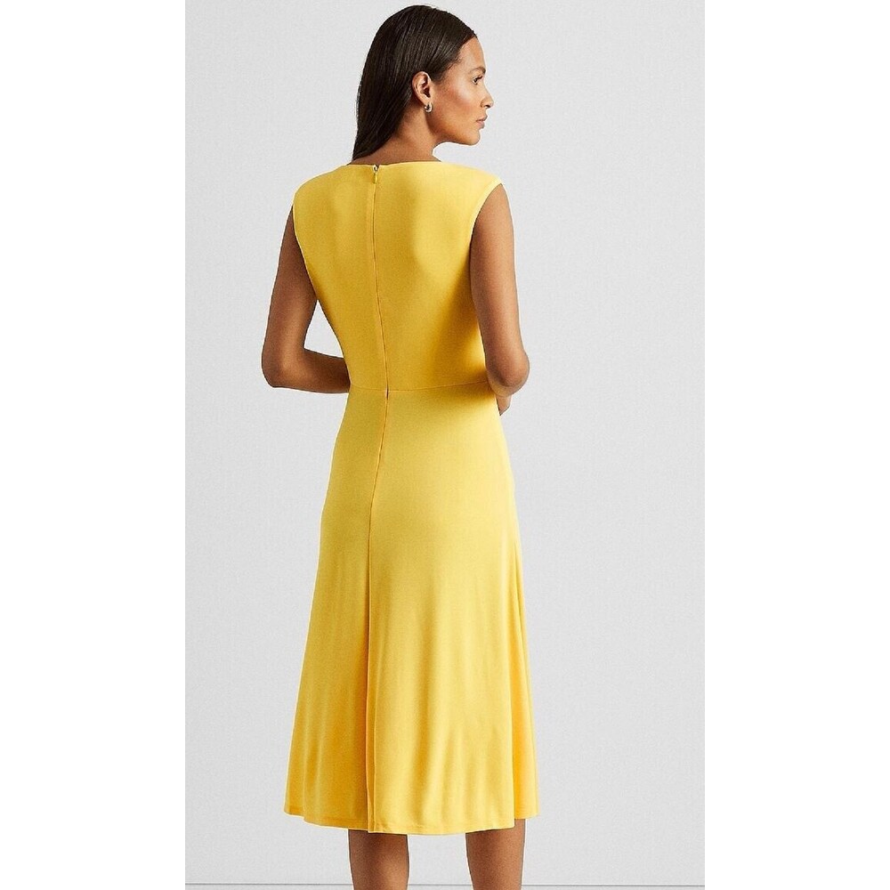Ralph Lauren Women's Twist Front Jersey Dress Yellow Size 4