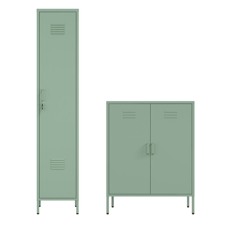 Manhattan Comfort Naomi 2-Piece Metal Storage Cabinets