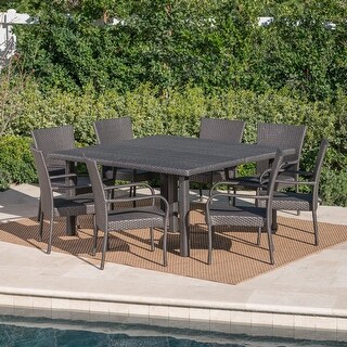Fiona Outdoor 9-piece Wicker Dining Set by Christopher Knight Home