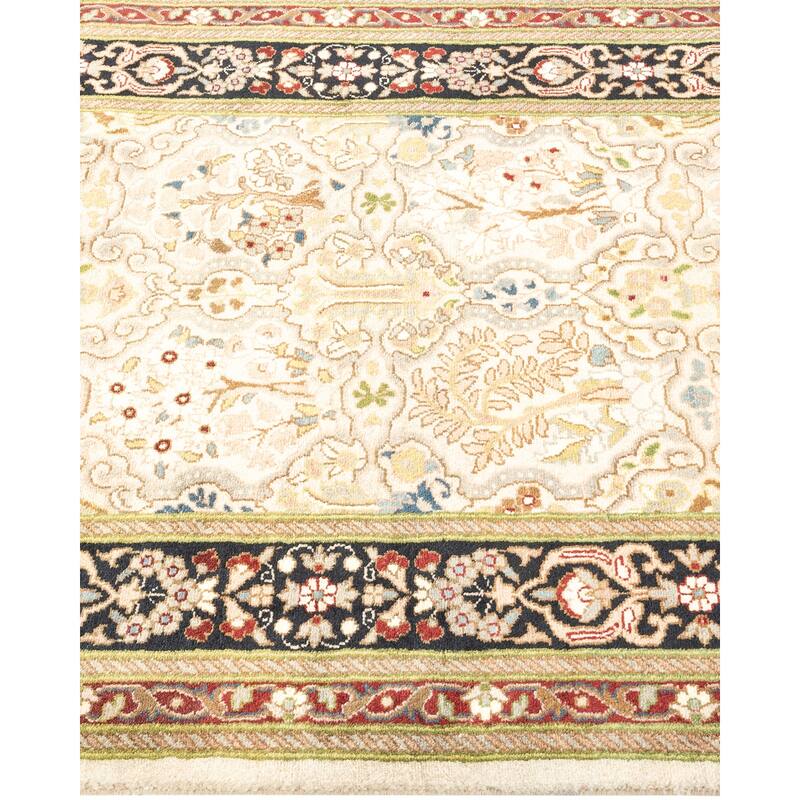 Overton One-of-a-Kind Hand-Knotted Traditional Oriental Mogul Ivory Area Rug - 2' 6" x 7' 10"
