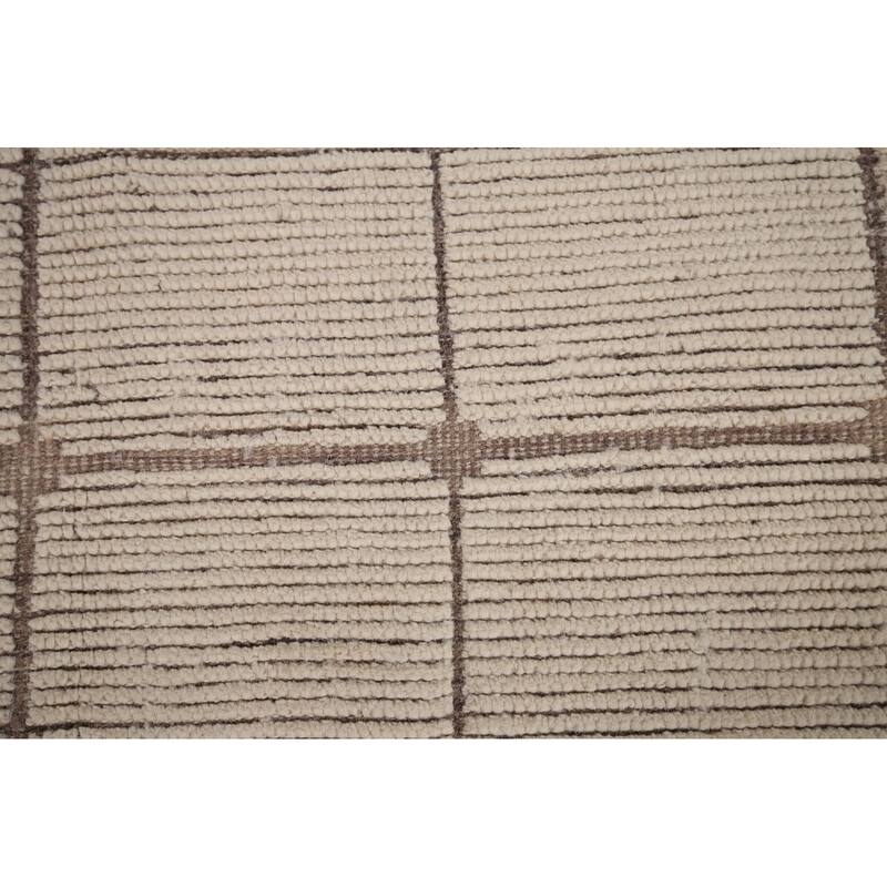 Earth Tone Moroccan Area Rug Hand-Knotted Wool Carpet - 7'10" x 12'0"
