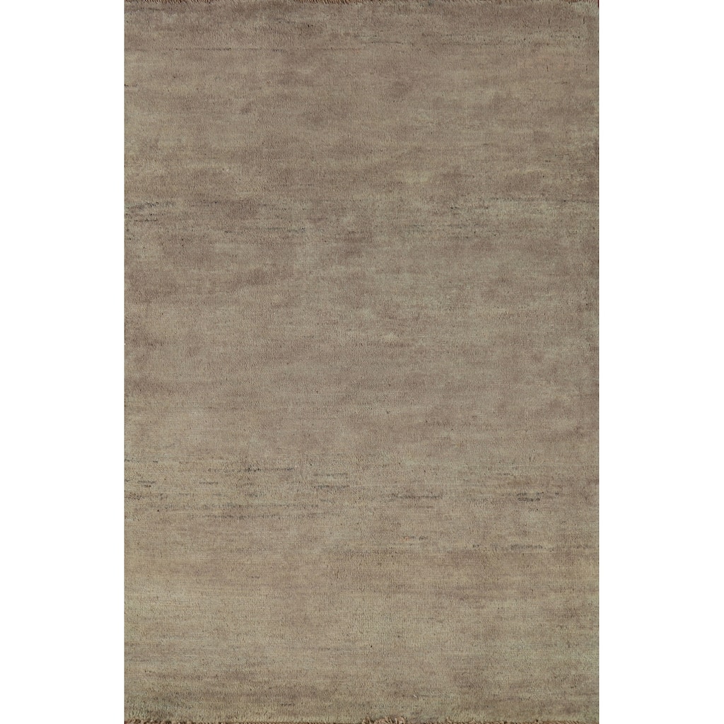 Green & Beige Gabbeh Modern Foyer Rug Handmade Wool Carpet - 2'8"x 4'1"
