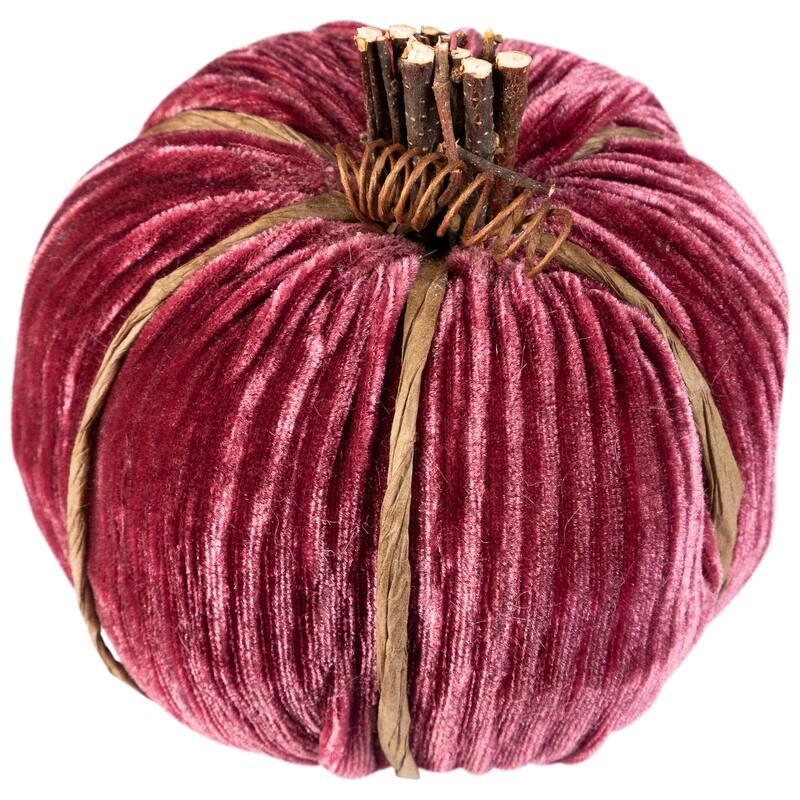 Ribbed Mini Pumpkin Fall Harvest Decorations - 3.5" - Wine Red - Set of 3