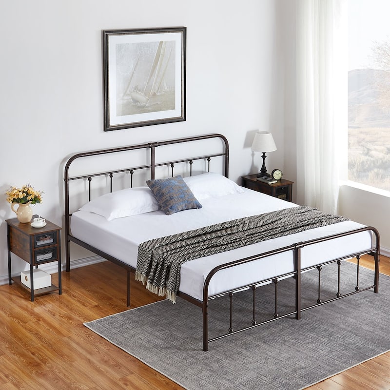 Javlergo Modern Platform Bed Frame Twin/Full/Queen/King Size Metal Bed with Headboard and Footboard