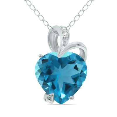Marquee 14k Gold Blue Topaz Diamond Accent Heart Necklace