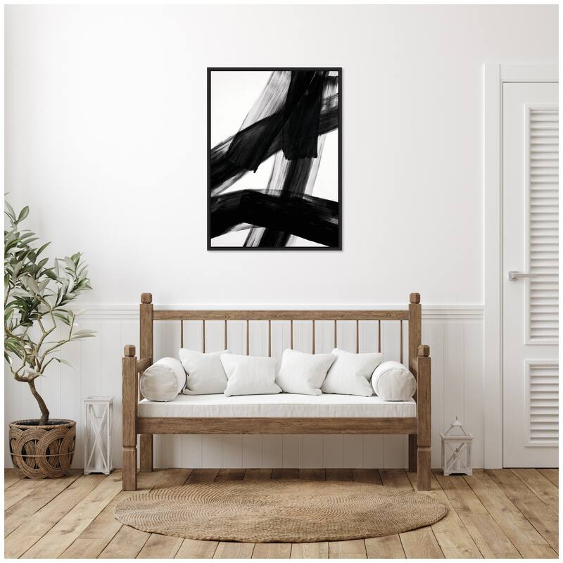 Kate and Laurel Black Mark No. 3 by Amy Lighthall Framed Canvas Wall Art Print