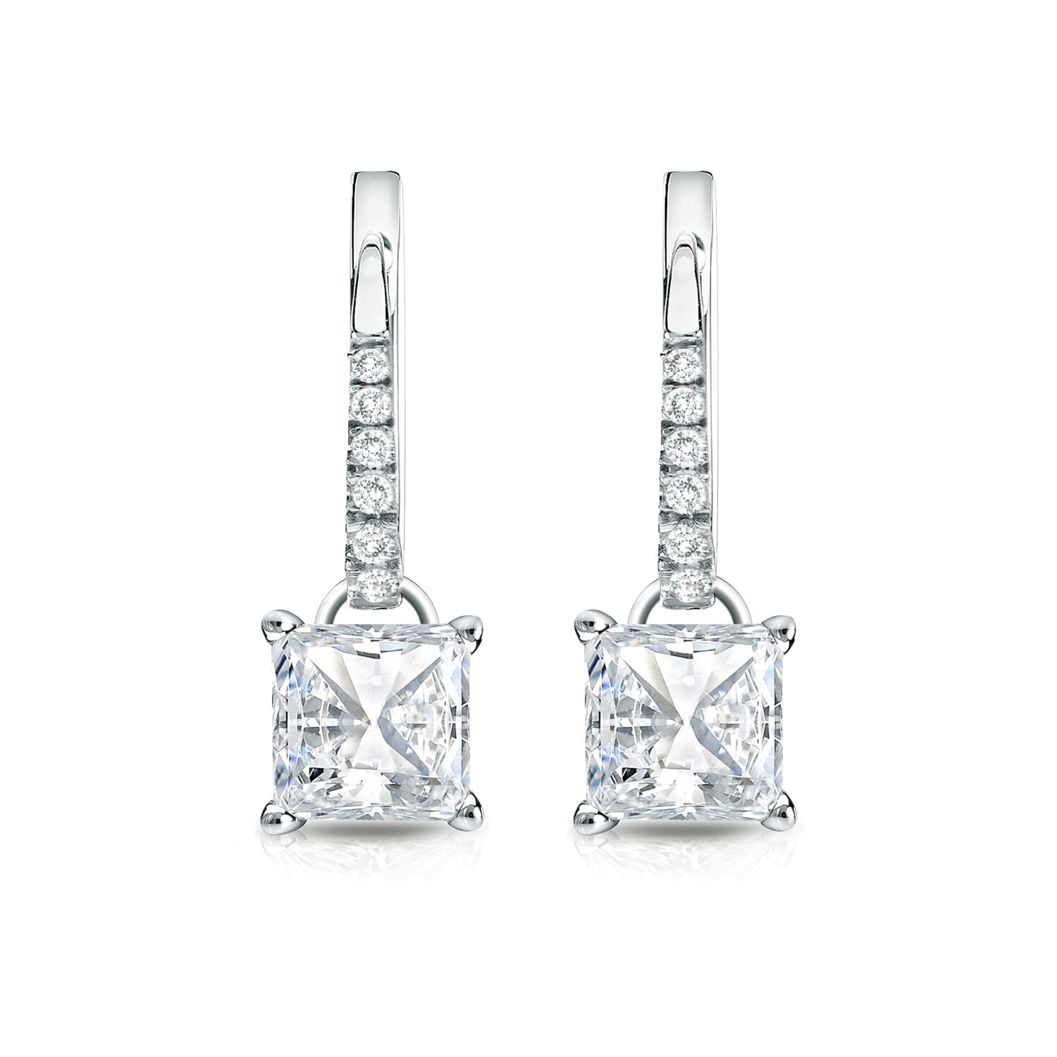 Auriya 14k Gold 1 1/2ct TDW Princess Cut Diamond Dangle Earrings by Auriya (H-I, SI1-SI2)