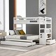 preview thumbnail 2 of 7, White Twin Over Twin/King Pine Bunk Bed with Trundle, Storage Staircase, Guardrail, Drawers