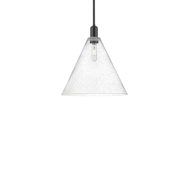 Innovations Lighting 716-1S-18-16 Berkshire Glass Pendant Berkshire - Matte Black / Seedy