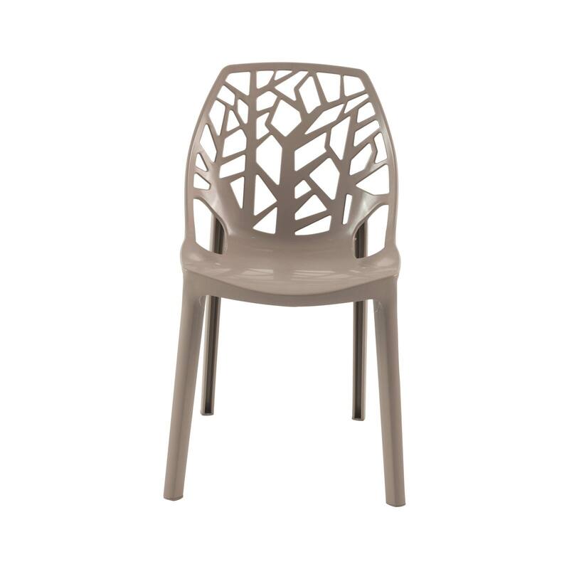 Stackable Dining Chair in Polypropylene (Set of 4) Modern Cut-out Design Backrest Accent Side Chair