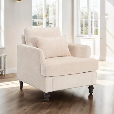 Wood Frame Armchair, Modern Accent Chair Lounge Chair for Living Room