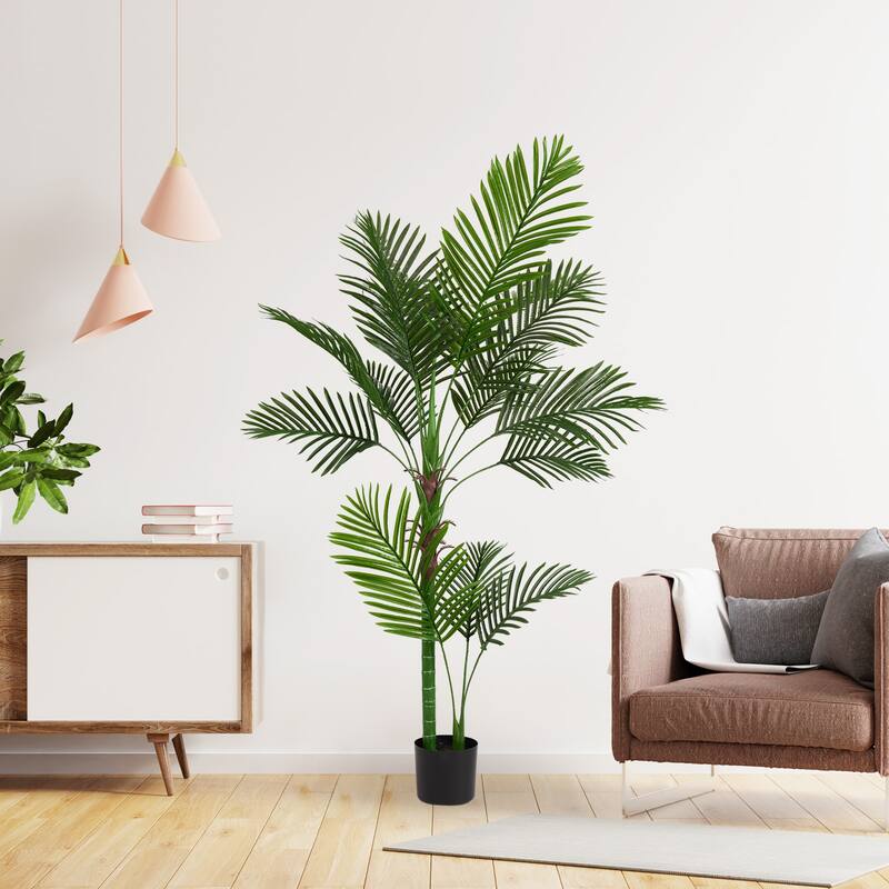 160cm Artificial Single-Stem Travelers Palm with 11 Leaves Potted Plant for Indoor Decor 1pc
