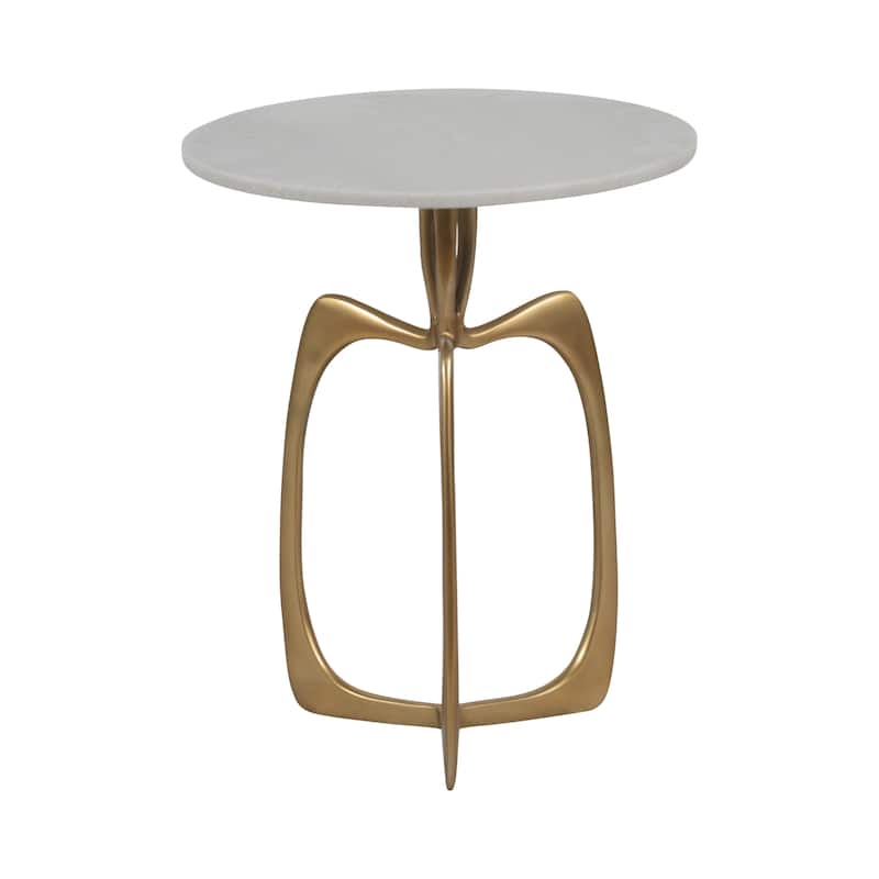 Sagebrook Home Modern Metal and Marble Accent Table with Aluminum Base - 18" x 18" x 22"
