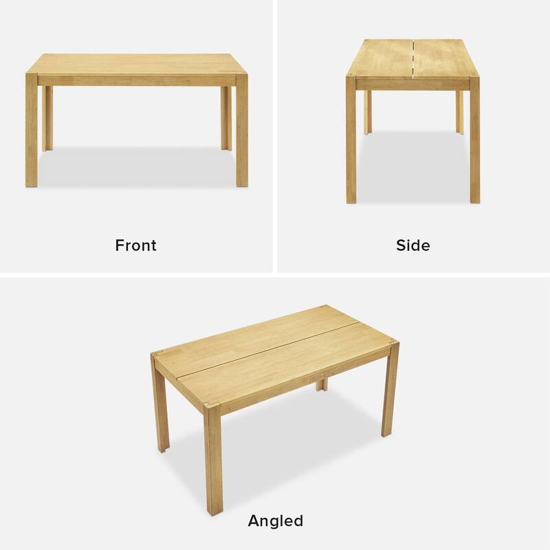 Mopio Logan Solid Wood Dining Table, Modern Farmhouse Solid Rubberwood with light wire brush for Dining Room and Kitchen