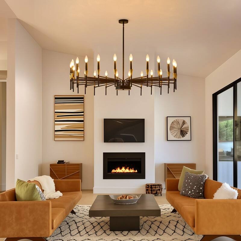 Modern Black Gold Farmhouse Chandelier Large Candle Chandeliers