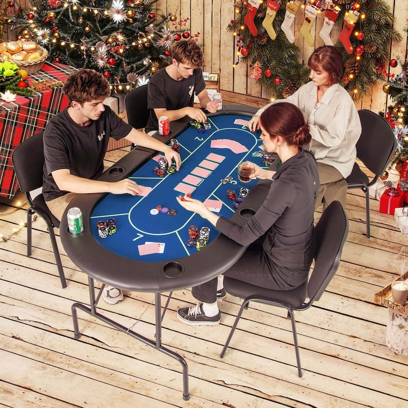 Costway 8 Players Card Board Game Table with 8 Cup Holders - See Details