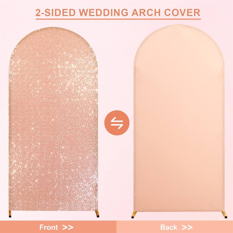 1 pack Bling Arch Backdrop Cover, Sequin Wedding Arch Stand Cover with Round Sequins, Zipper Design Banquet Backdrop Cover