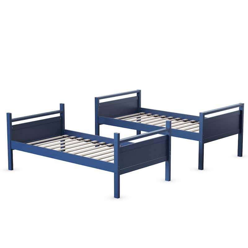 Costway Twin Over Twin Bunk Bed Convertible 2 Individual Beds Wooden