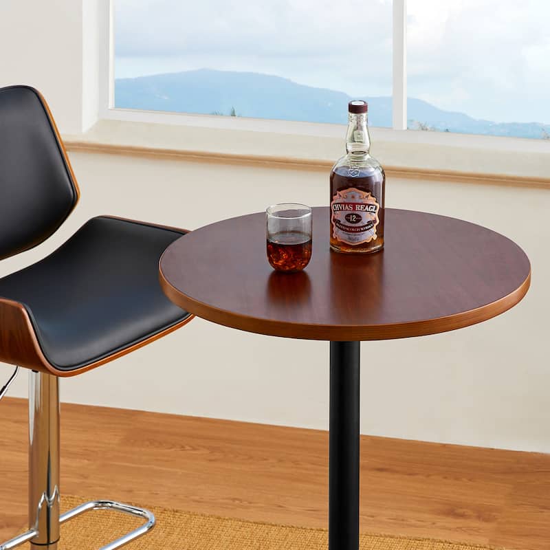 Glitzhome 39.5"H Modern Bistro Walnut Top Round Pub Bar Table