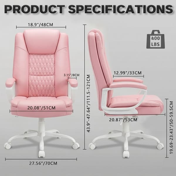 dimension image slide 1 of 5, Bossin Big and Tall Office Chair High Back Executive Chair Ergonomic Adjustable Executive Leather Chair,400lbs