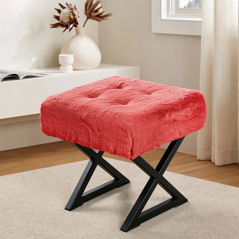 FauxFur Ottoman Vanity Stool 19"X19"X19".