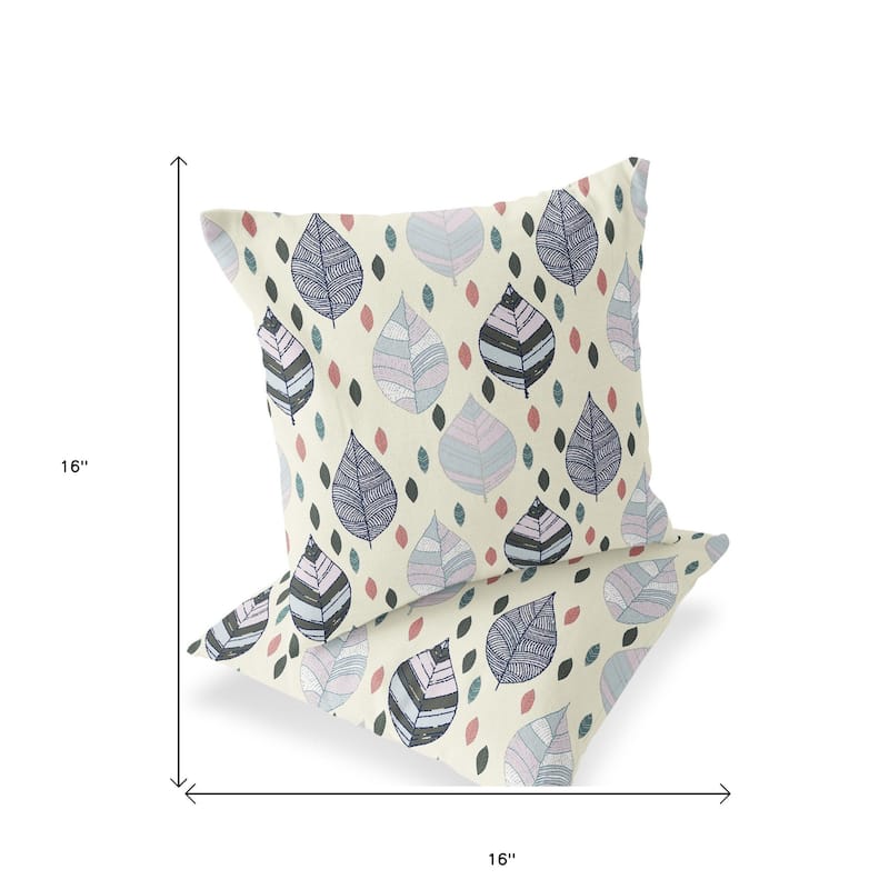 HomeRoots Set of Two 16" X 16" Green and Yellow Blown Seam Botanical Indoor Outdoor Throw Pillow - 16.00' X '16.00' X '5.00