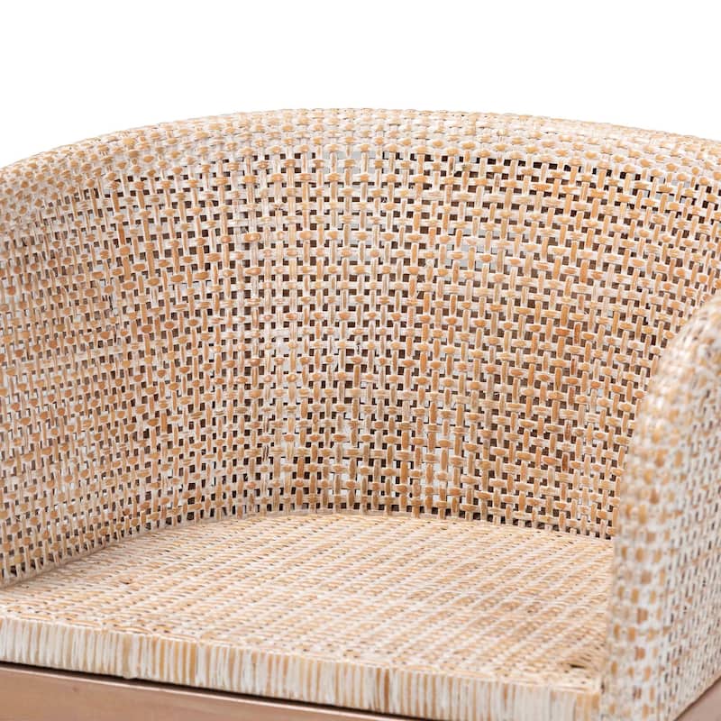 Papua Modern Bohemian Natural Rattan and Acacia Wood Dining Chair