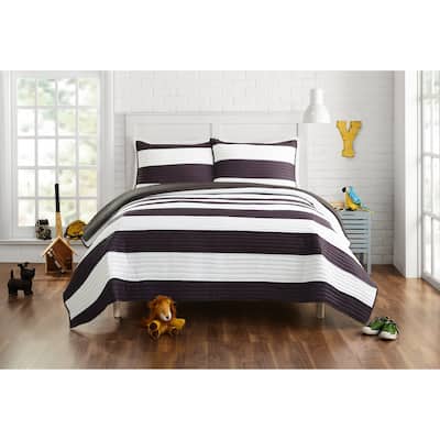 Lavelle Black/White Stripe Quilt Set
