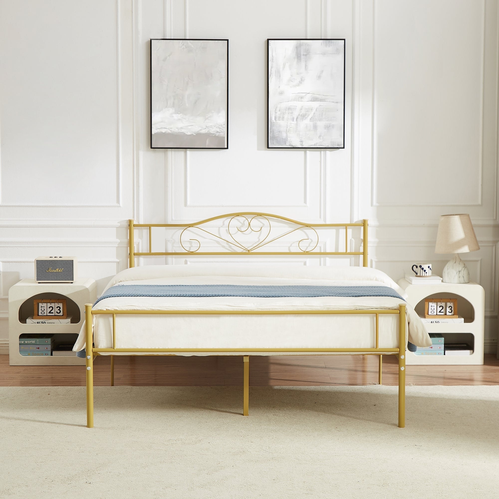 Javlergo Metal Platform Bed Frame with Modern Headboard, No Box Spring Needed