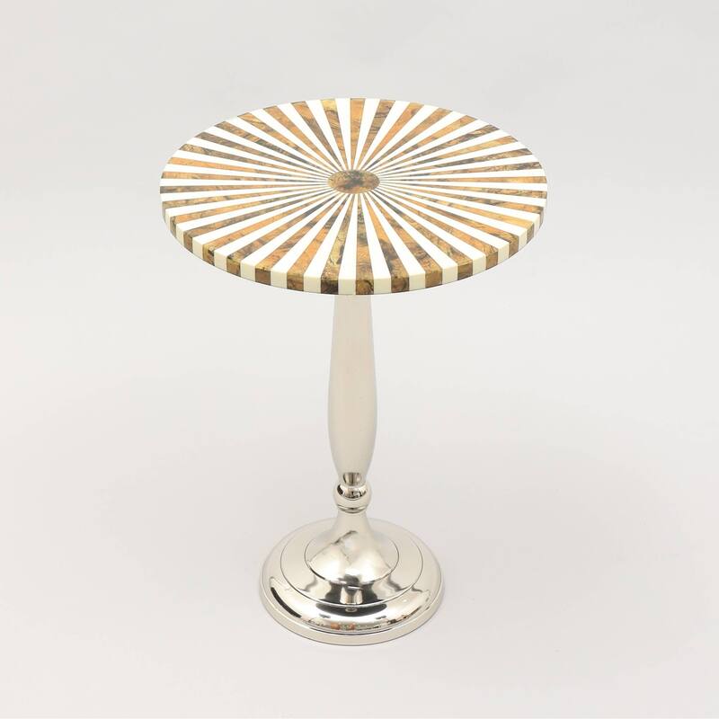 15x15x21 inch Decorative Modern Resin Side Table Silver Aluminum Sleek Minimalist Design Living Room Office