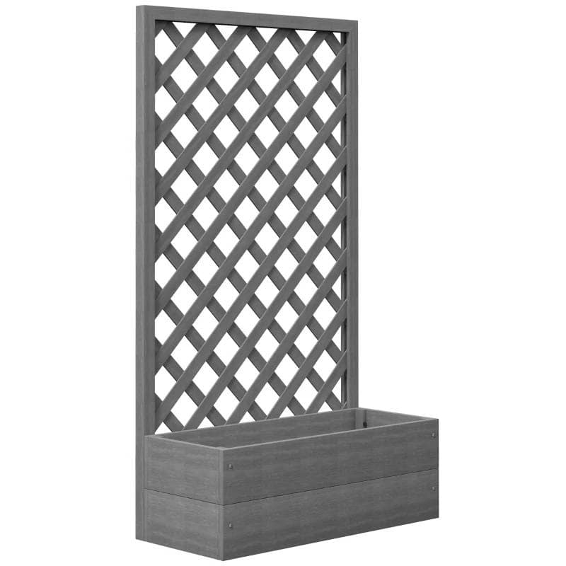 Wood-Plastic Raised Garden Planter Box with Lattice Trellis - 29.5" L x 13.25" W x 53.25" H - Grey