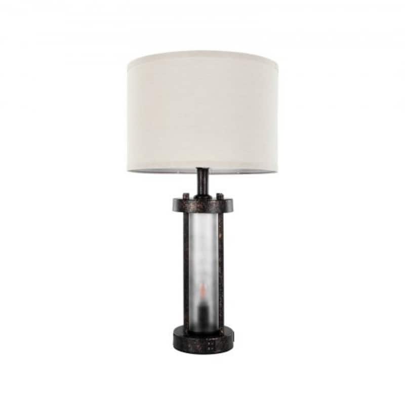 Set of 2 White-Black Table Lamp with Dual Lights USB-C, USB and AC Ports - 24.2 x 12.6 x 12.6 in - White-Black