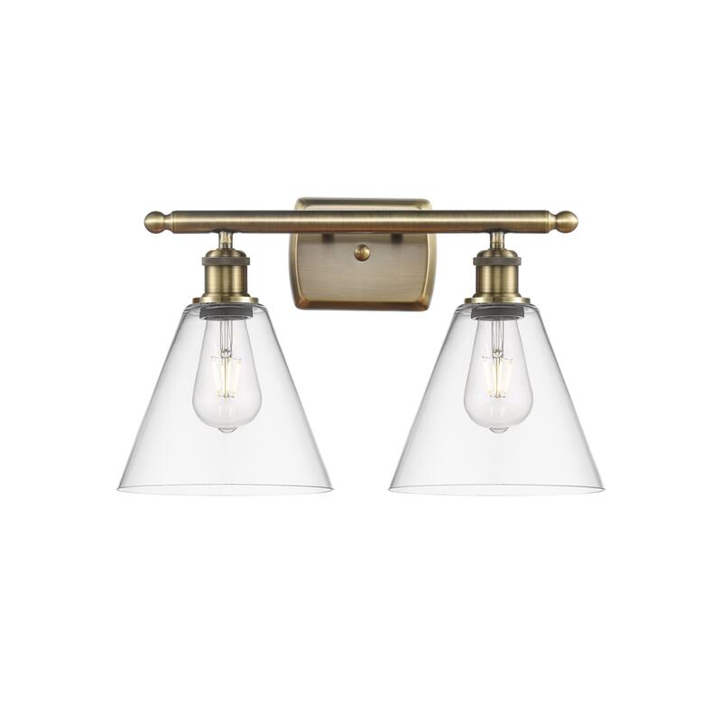 Innovations Lighting 516-2W-11-18 Berkshire Vanity Berkshire 2 Light - Antique Brass / Clear